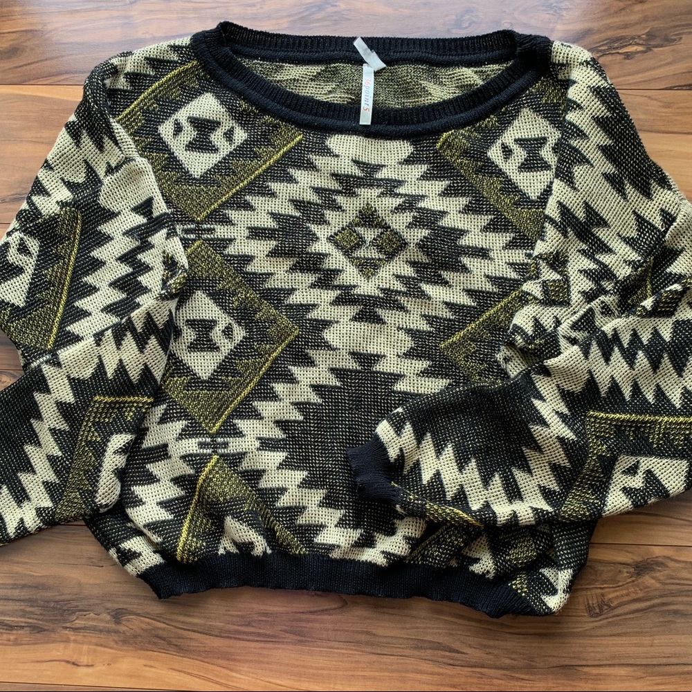 36 point 5 aztec geometric print crop sweater M - Picture 1 of 6